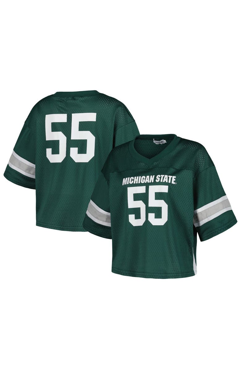Established & Co. Women's Established & Co. #55 Green Michigan State Spartans Fashion Boxy Cropped Football Jersey, Main, color, Green