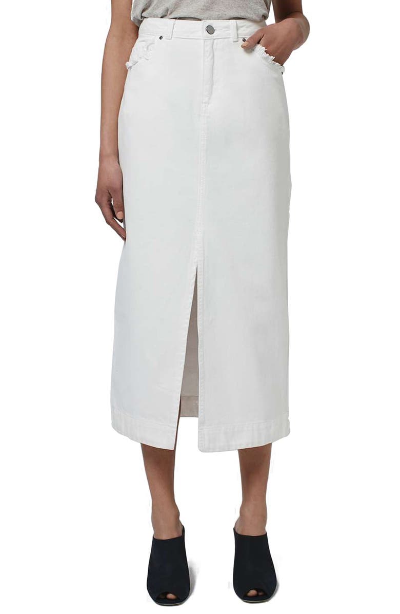 Topshop Boutique Denim Midi Skirt, Main, color, 