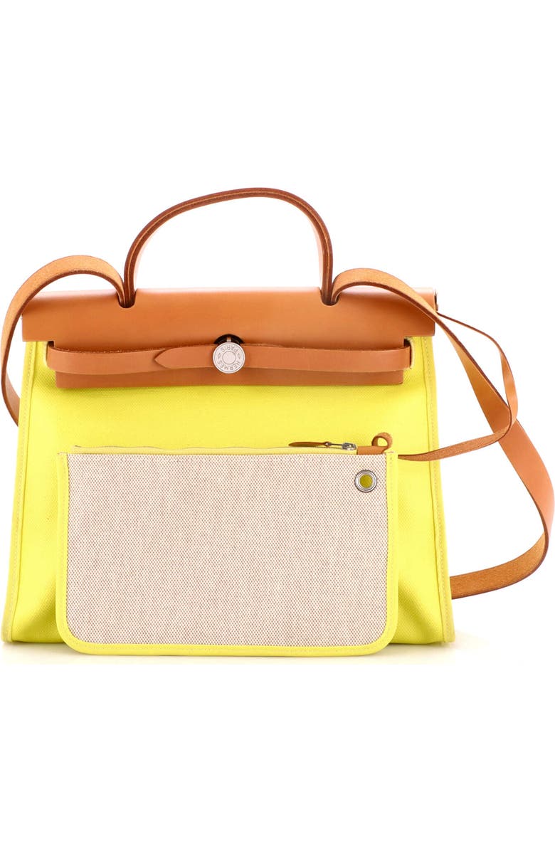 Pre-Owned Hermes Herbag Zip Berline Vache Canvas and Leather 31, Alternate, color, Lime