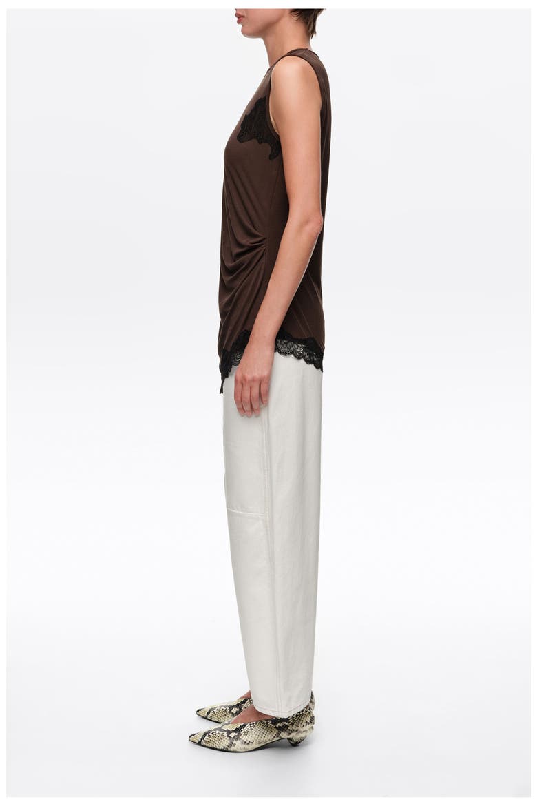 Fluid Ribbed Lace Top, Alternate, color, CHOCOLATE