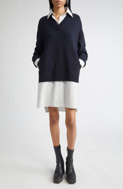 Stella Mccartney Long Sleeve Mixed Media Wool, Silk & Cotton Dress