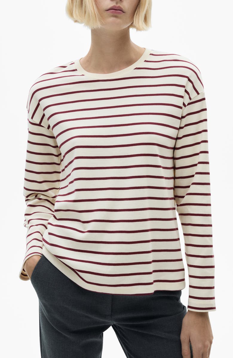 MANGO Stripe Cotton Sweater, Main, color, 