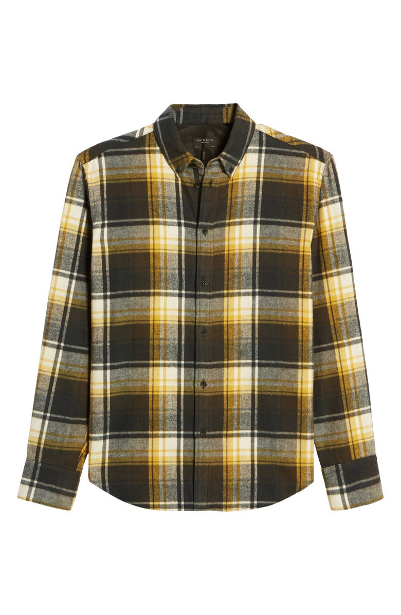 rag & bone Tomlin Fit 2 Plaid Flannel Button-Down Shirt, Alternate, color, Blckyllw