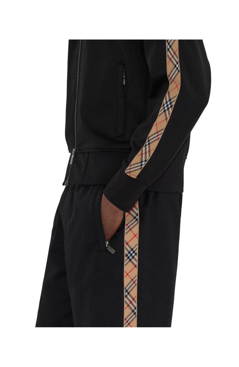 Burberry Check Trim Cotton Blend Track Jacket, Alternate, color, Black