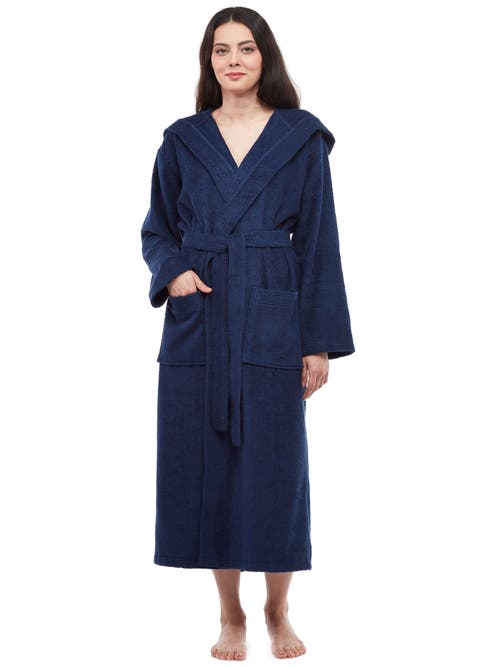 Arus Paradise Womens Hooded Cotton Bath Robe In Blue