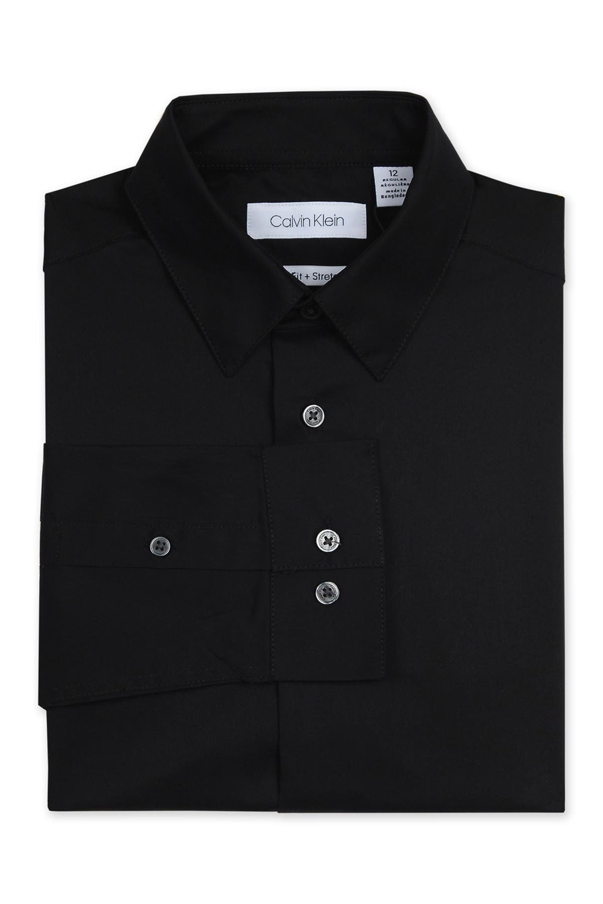 Calvin Klein Kids' Solid Long Sleeve Slim Fit Shirt