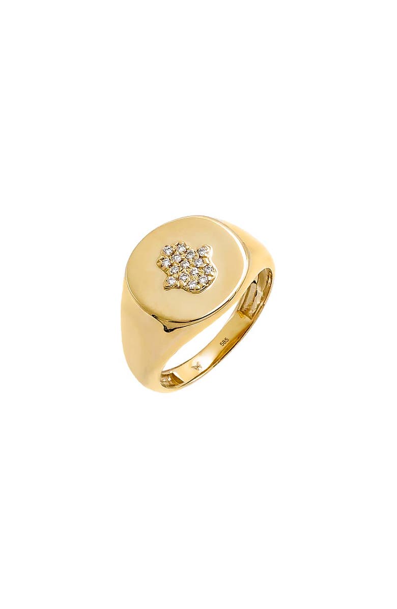 BY ADINA EDEN Diamond Pave Hamsa Signet Pinky Ring 14K, Main, color, 