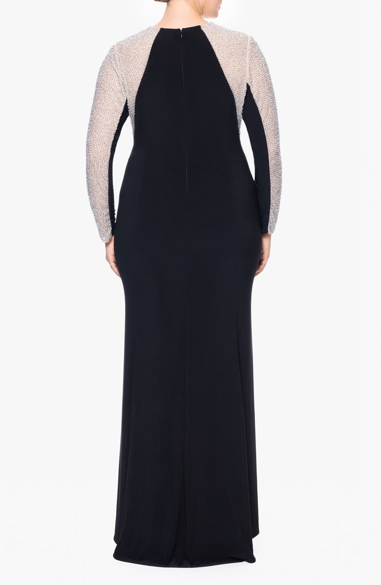 Xscape Evenings Beaded Long Sleeve Jersey Gown, Alternate, color, 