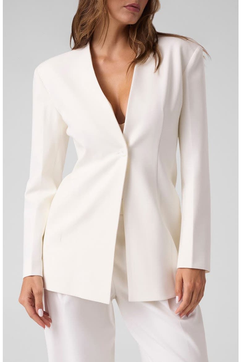 One-Button Structured Blazer, Main, color, OPEN WHITE