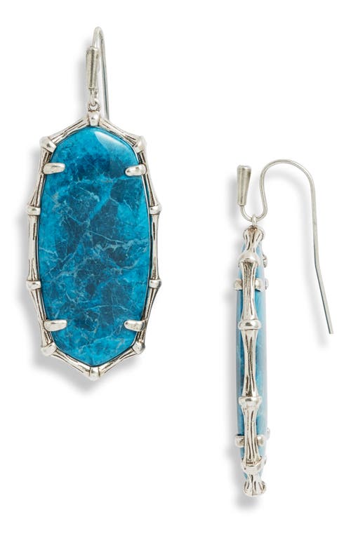 Kendra Scott Elle Bamboo Texture Drop Earrings in Silver Indigo Magnesite 