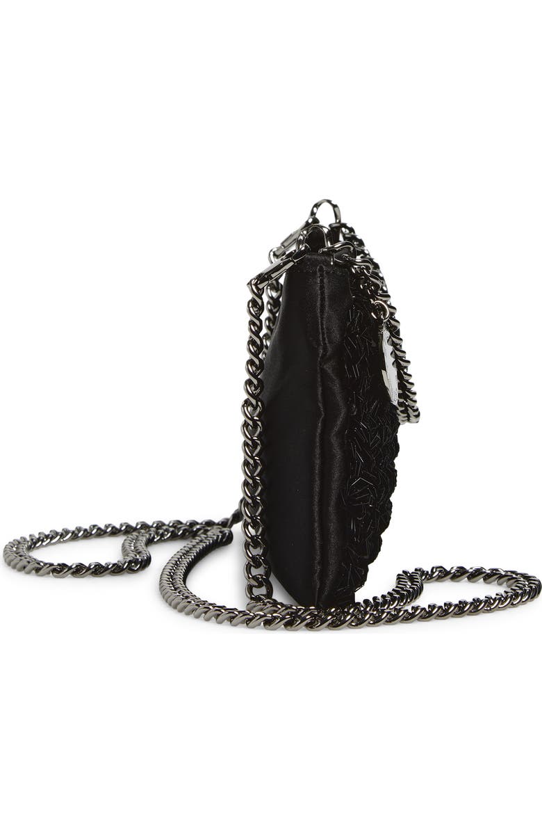 Stella McCartney Mini Falabella Beaded Satin Evening Bag, Alternate, color, Black