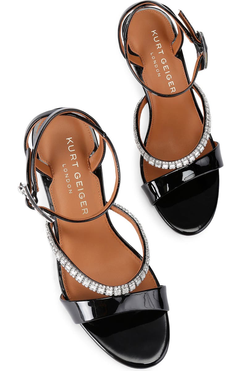 Kurt Geiger London Crystal Embellished Patent Ankle Strap Sandal, Alternate, color, Black