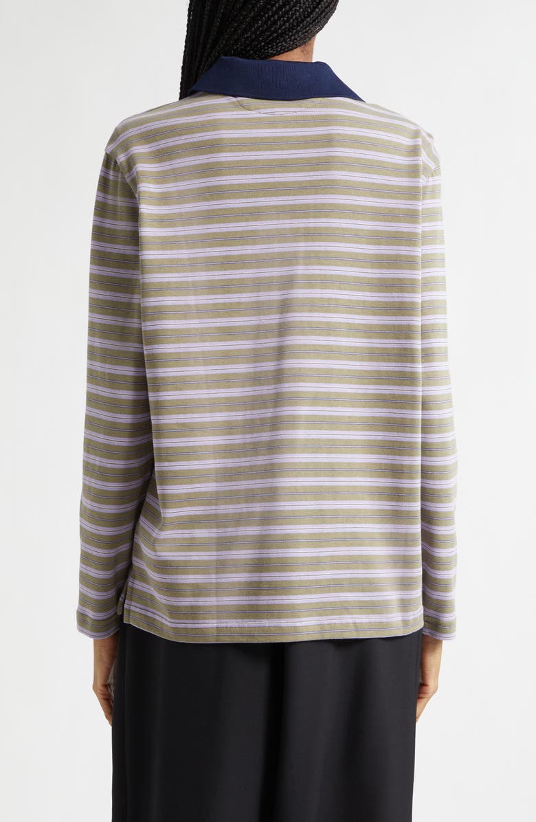 Hommegirls x Fruit of the Loom Stripe Long Sleeve Cotton Polo, Alternate, color, Lilac Stripe