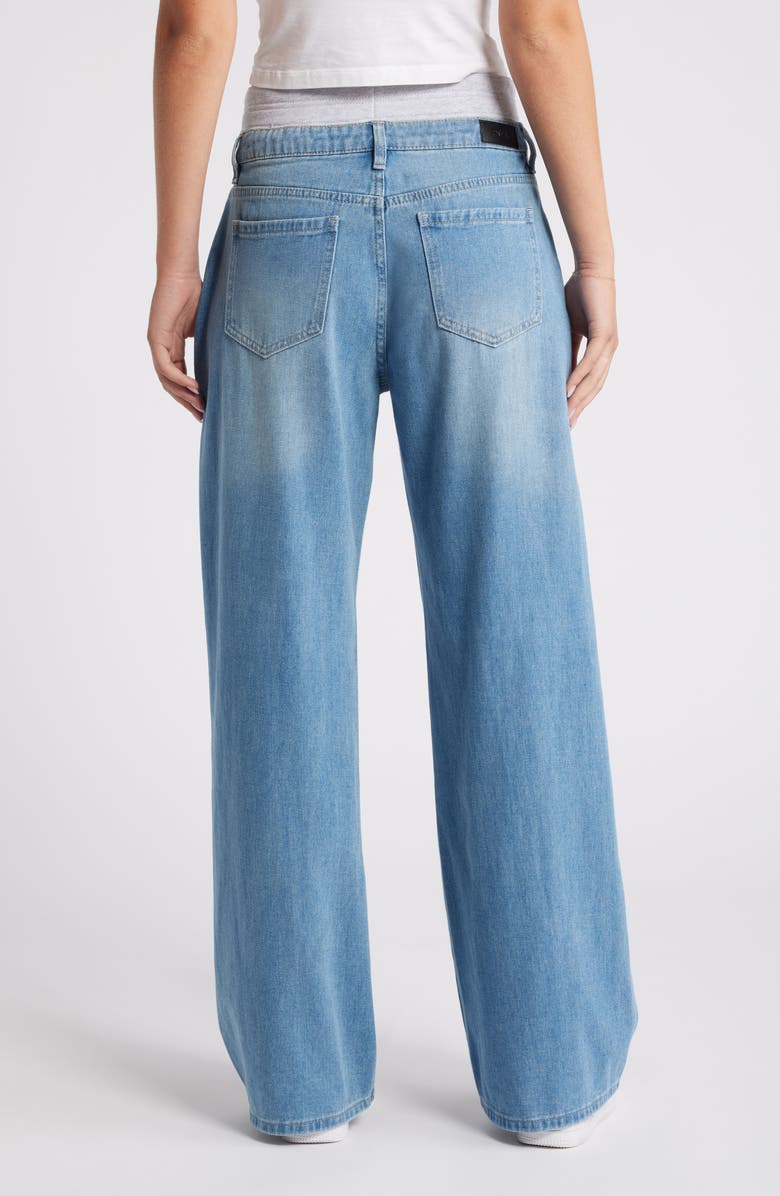 PTCL Super High Waist French Terry Trim Nonstretch Wide Leg Jeans, Alternate, color, 