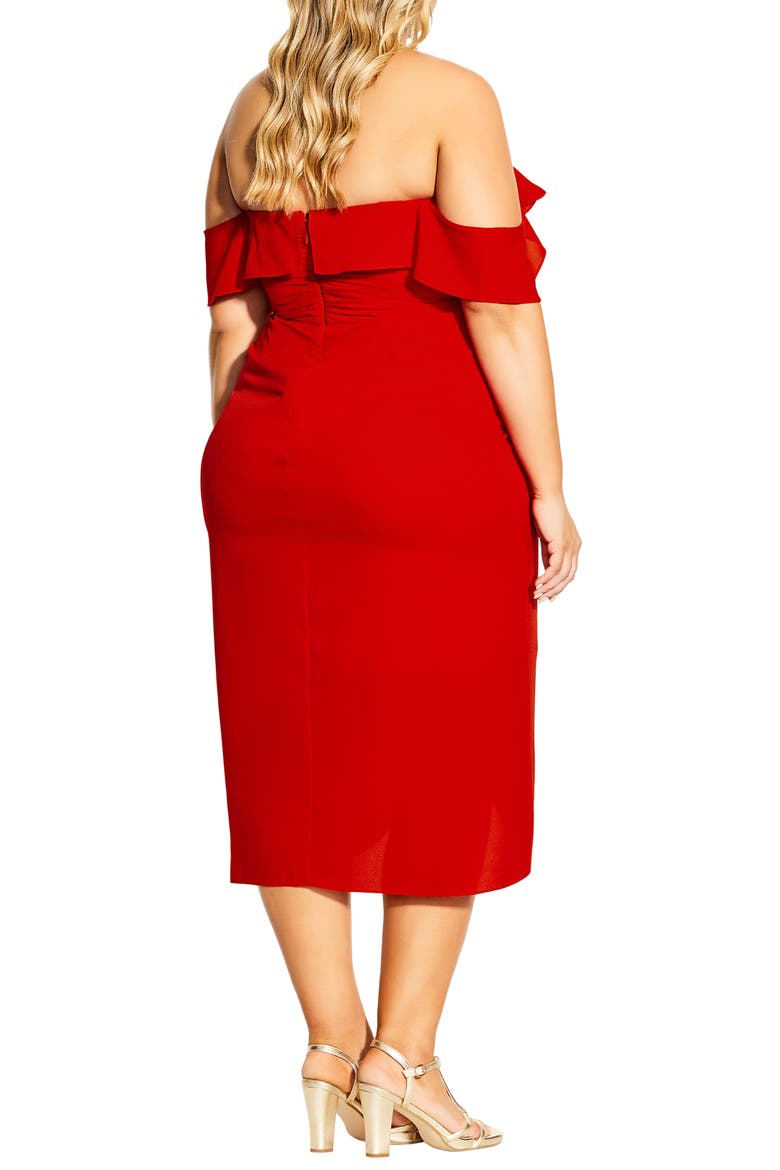 Va Va Voom Ruched Ruffle Dress, Alternate, color, SALSA RED