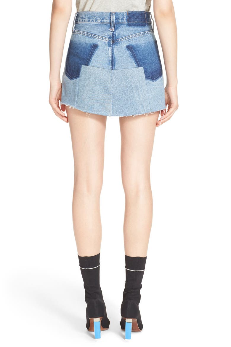 Denim Mini Skirt, Alternate, color, BLUE