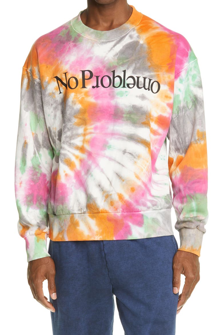 No Problemo Tie Dye Cotton Sweatshirt, Main, color, BLUE