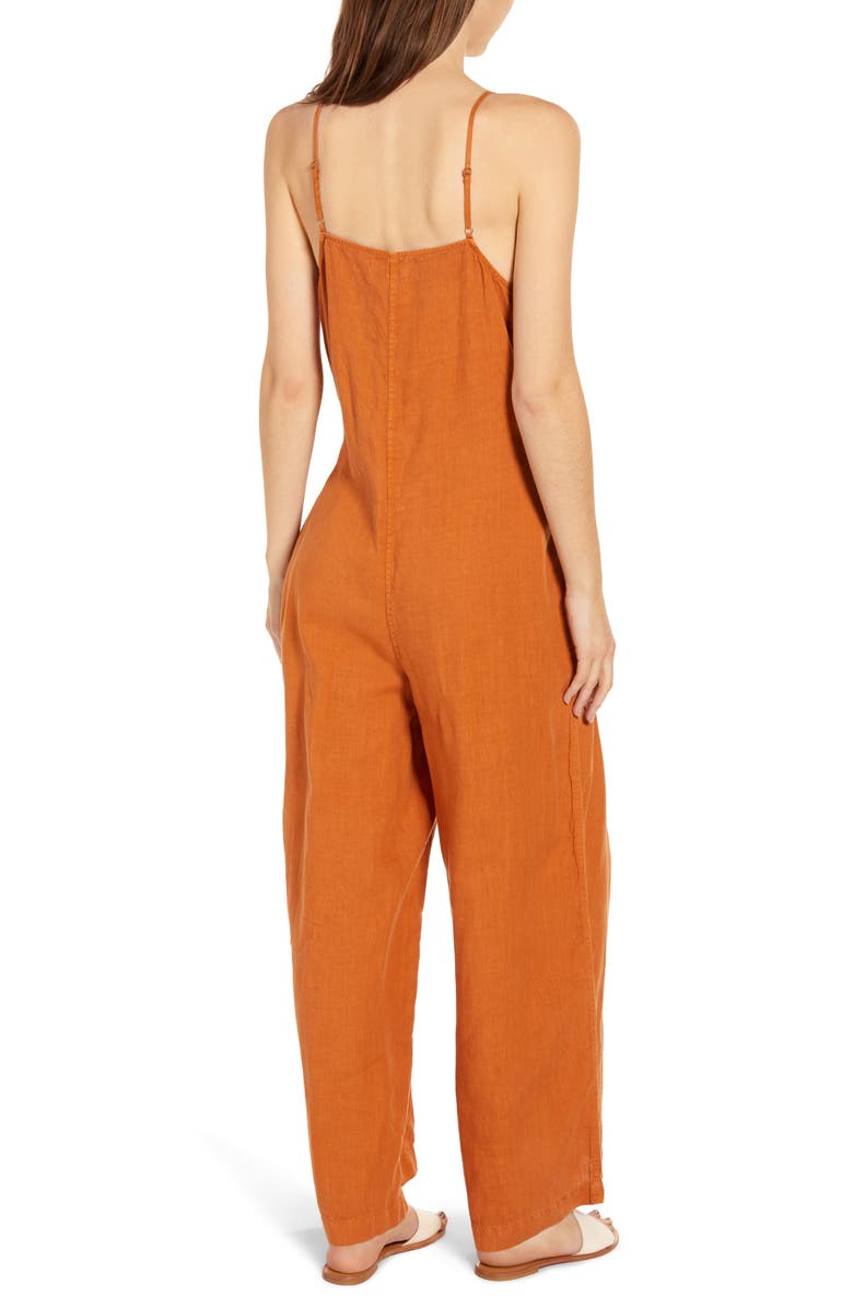 Lou & Grey Tie Waist Linen Jumpsuit, Alternate, color, 
