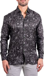 Maceoo Fibonacci Ascension 0208 Skull Print Contemporary Fit Button-Up Shirt