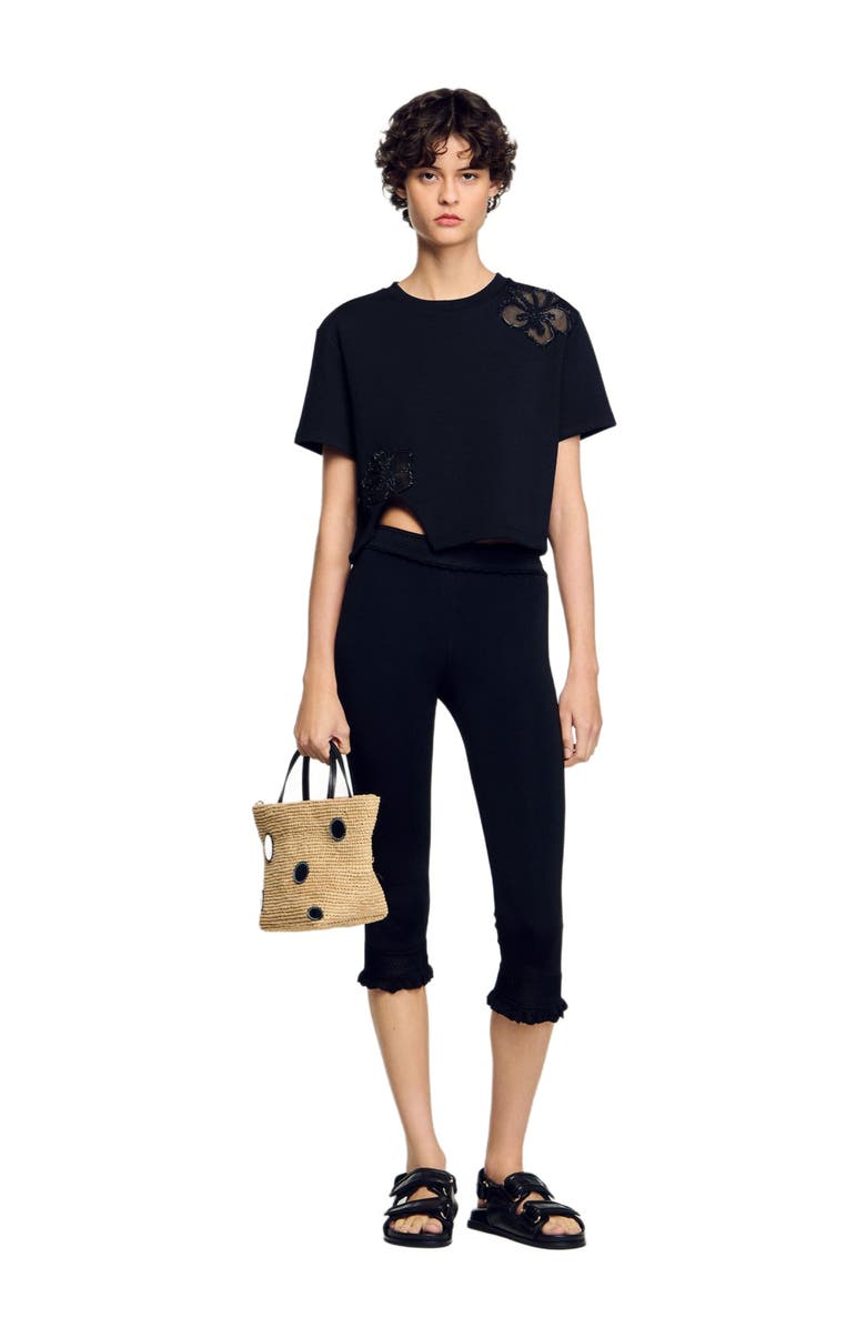 SANDRO Floral embroidery T-shirt, Alternate, color, 