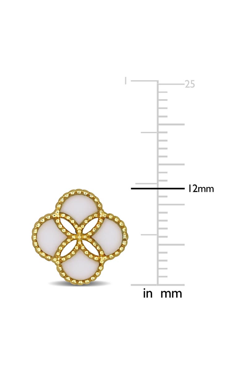 Julianna B. White Agate Quatrefoil Stud Earrings Yellow Plated, Alternate, color, White Agate