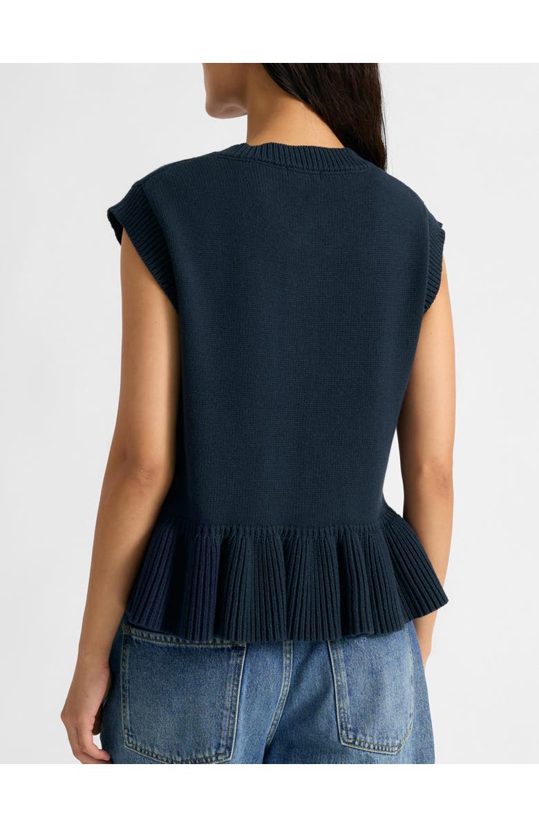 Albaray Peplum Knitted Button Tank Top, Alternate, color, Navy