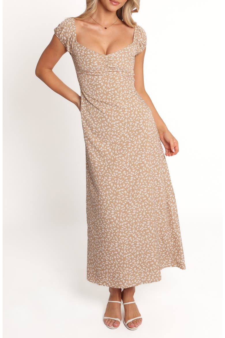 Leire Floral Maxi Dress, Main, color, BEIGE