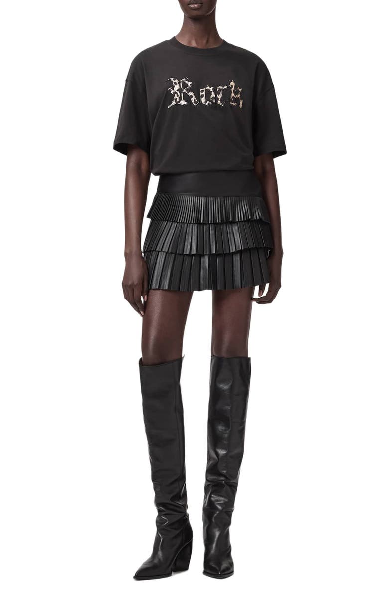 AllSaints Rock Etta Cotton T-Shirt, Alternate, color, Washed Black