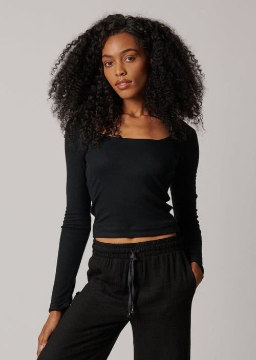 Leisure Lab Long Sleeve Rib Shirt In Black