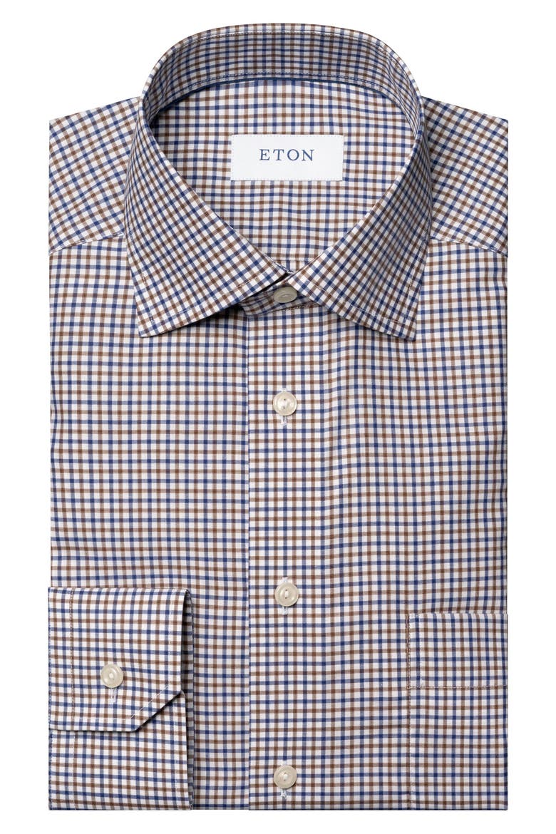 Micro Check Slim Fit Dress Shirt, Alternate, color, MEDIUM BROWN