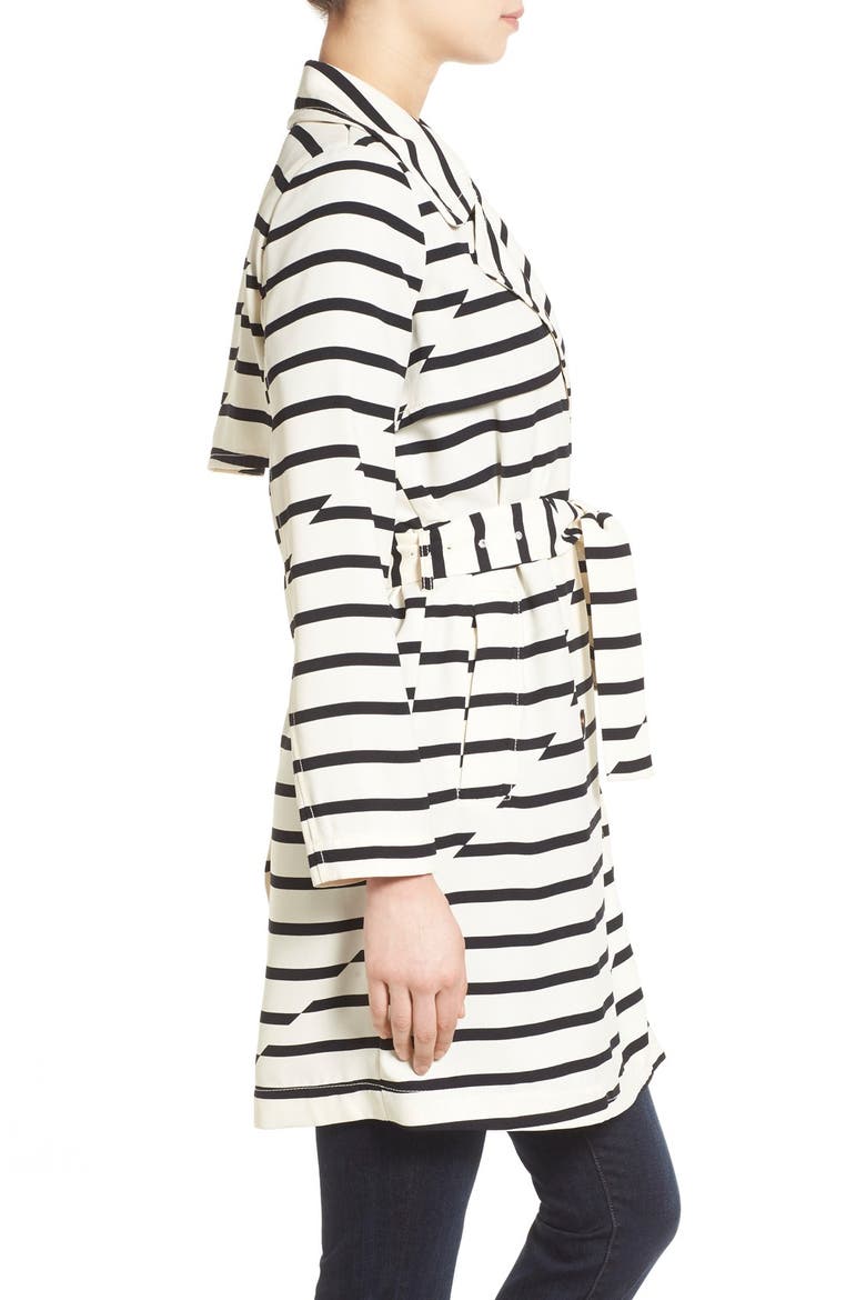 'Parcel' Stripe Trench Coat, Alternate, color, VINTAGE LACE