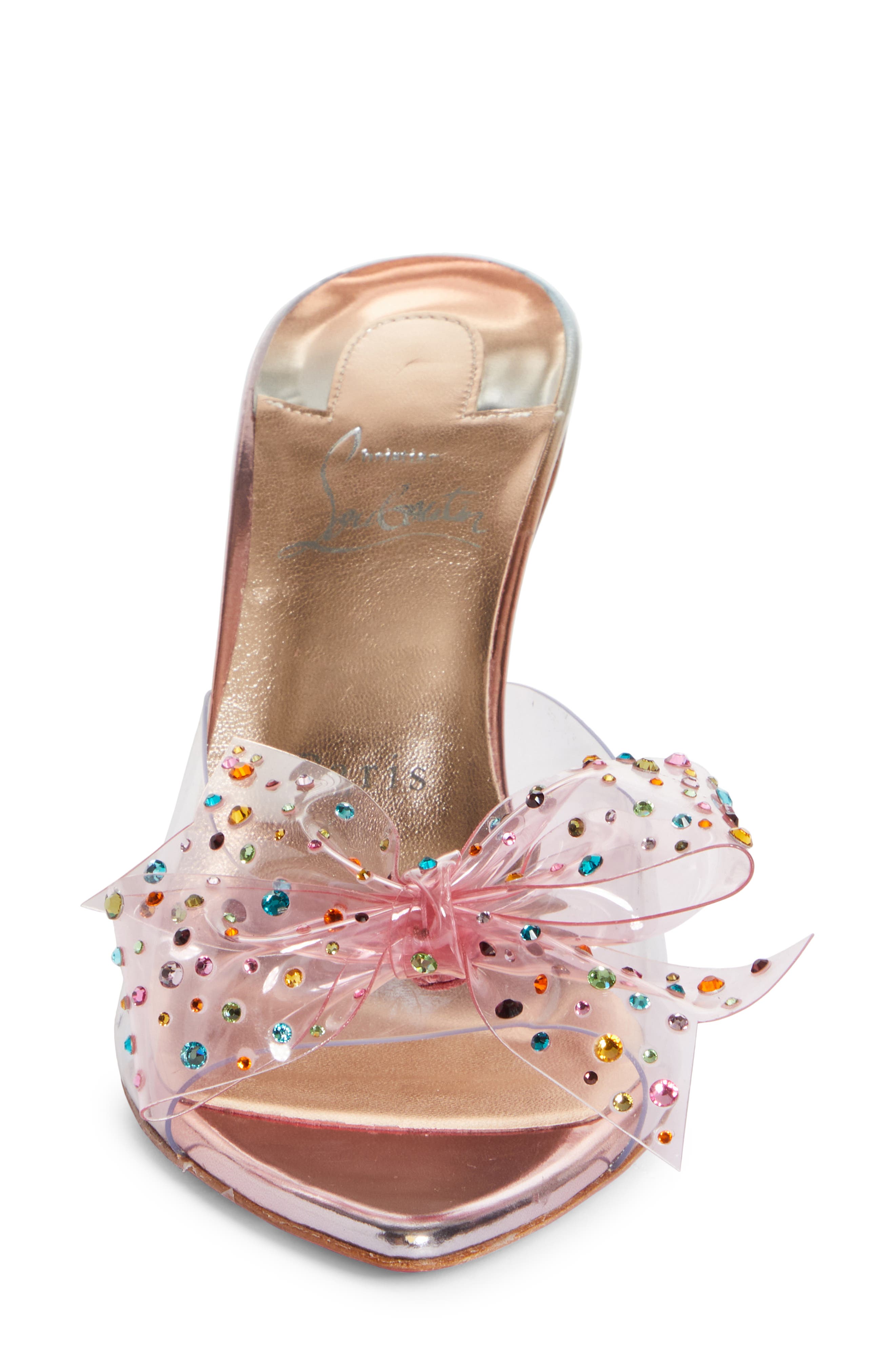 Christian Louboutin Crystal Embellished Pointed Toe Slide Sandal, Alternate, color, 
