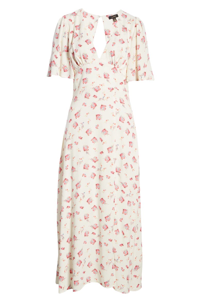 Zelda Open Back Midi Dress, Alternate, color, BLANC BLUSH FLORAL