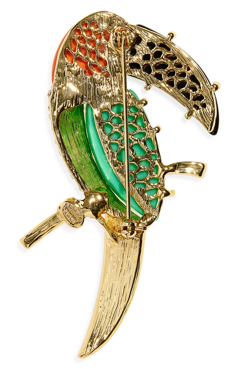 Kenneth Jay Lane Toucan Pin, Alternate, color, Polished Gold