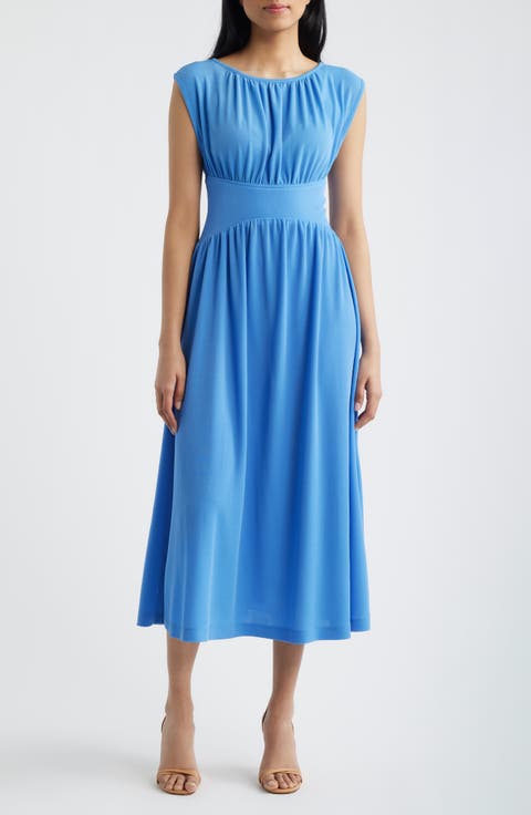 Pebble Shirred Midi Dress