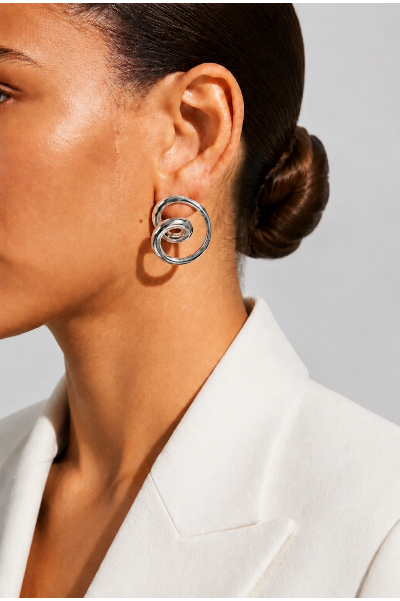 Jackie Swiral Knot Earrings, Alternate, color, Gold