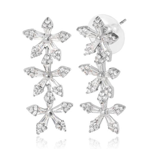 Jessica Simpson Crystal Snowflake Drop Earrings In Metallic