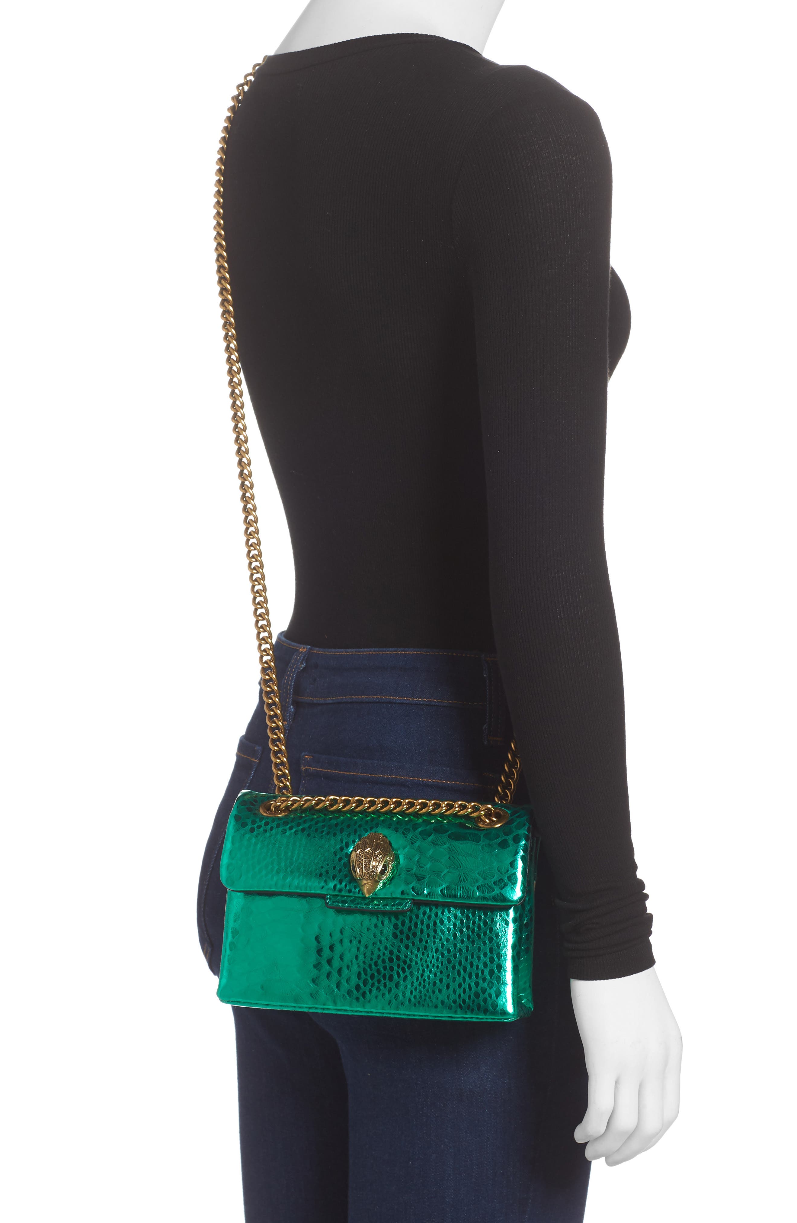 Kurt Geiger London Rainbow Shop Mini Kensington Metallic Snake Embossed Leather Crossbody Bag, Alternate, color, 