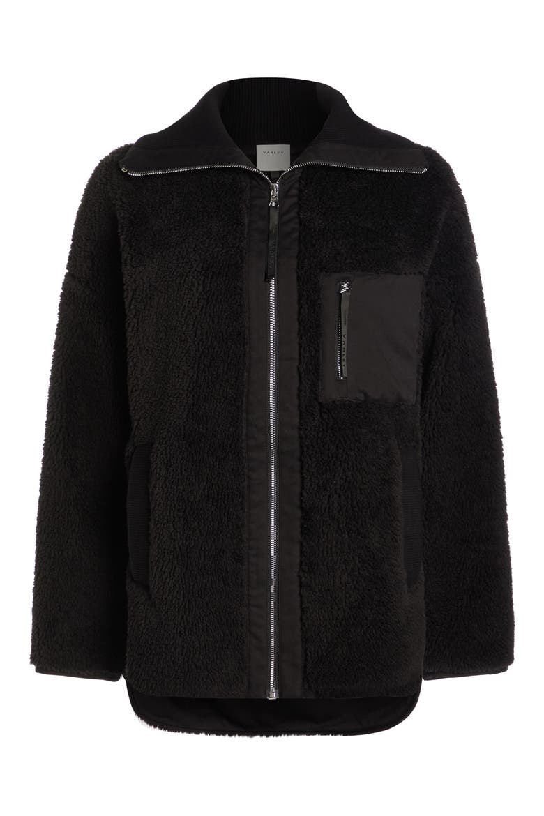 Myla High Pile Fleece Jacket, Alternate, color, BLACK