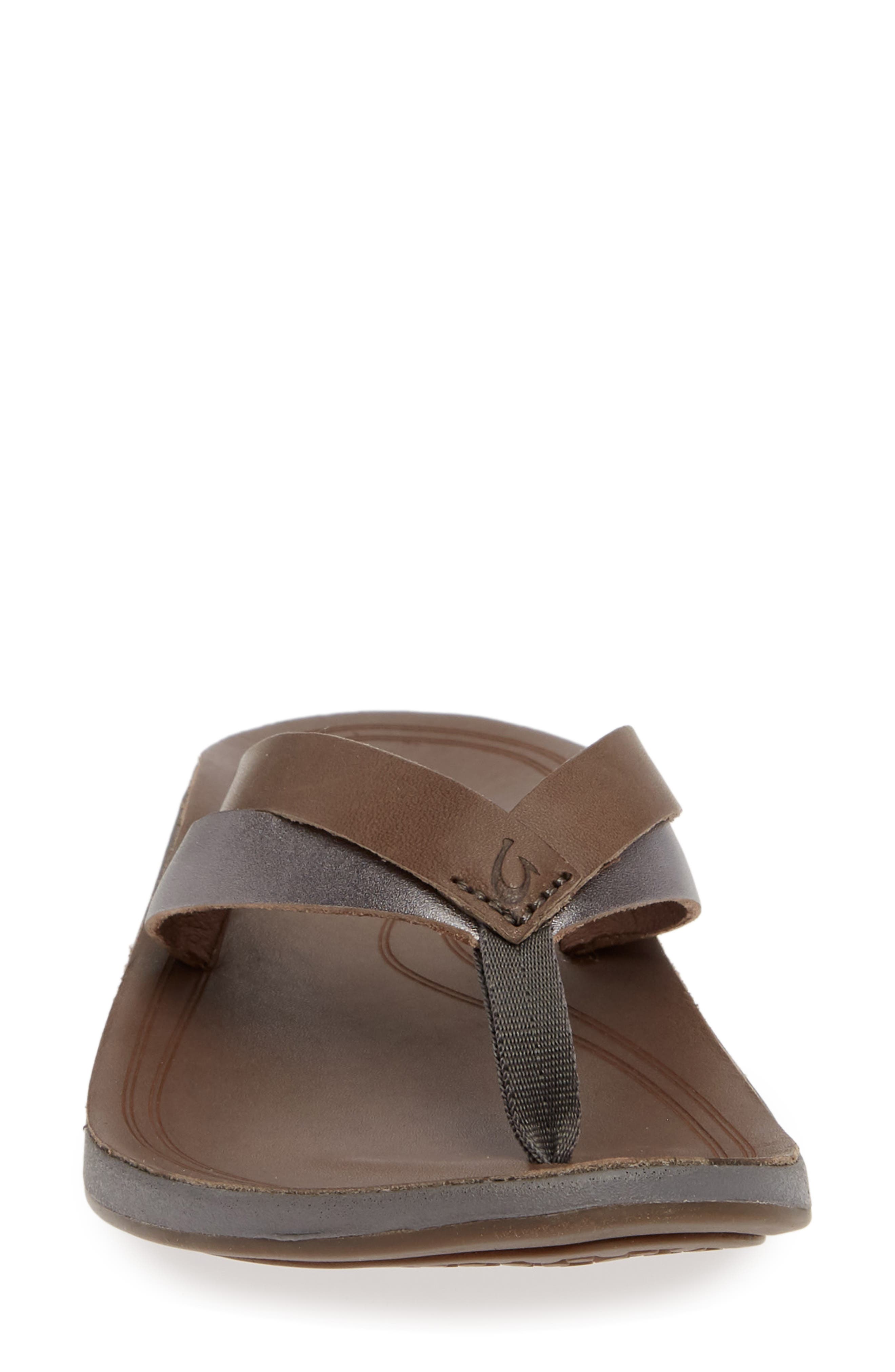 Kaekae Flip Flop, Alternate, color, CHARCOAL/ PEWTER LEATHER
