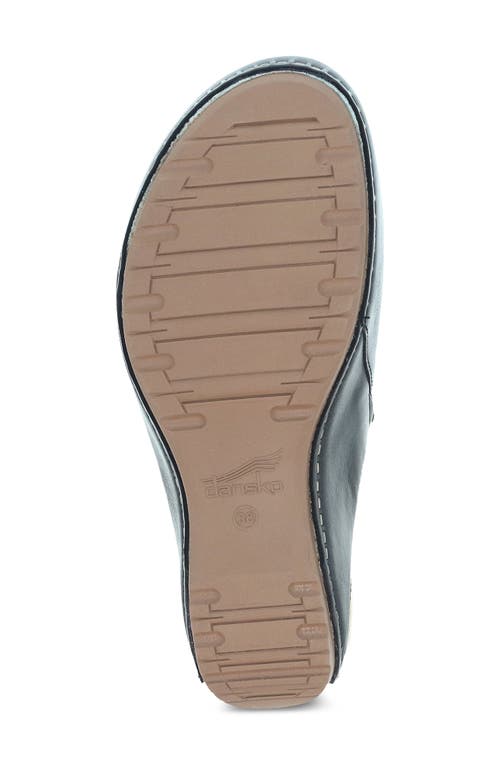 Dansko Black Leather Mule With Contrasting Beige Wedge In Black