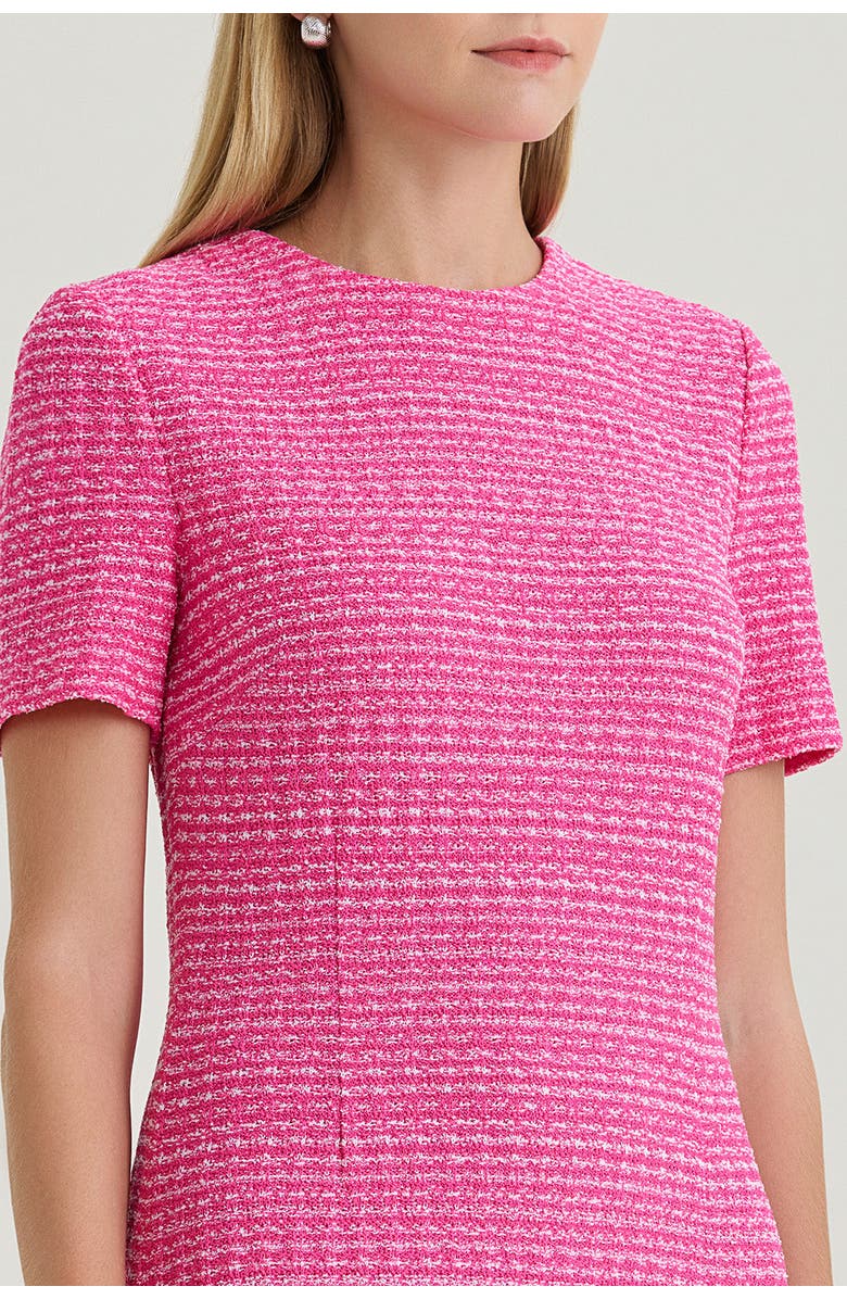 Ming Wang A-Line Tweed Texture Above-The-Knee Dress, Alternate, color, Carmine Rose/White
