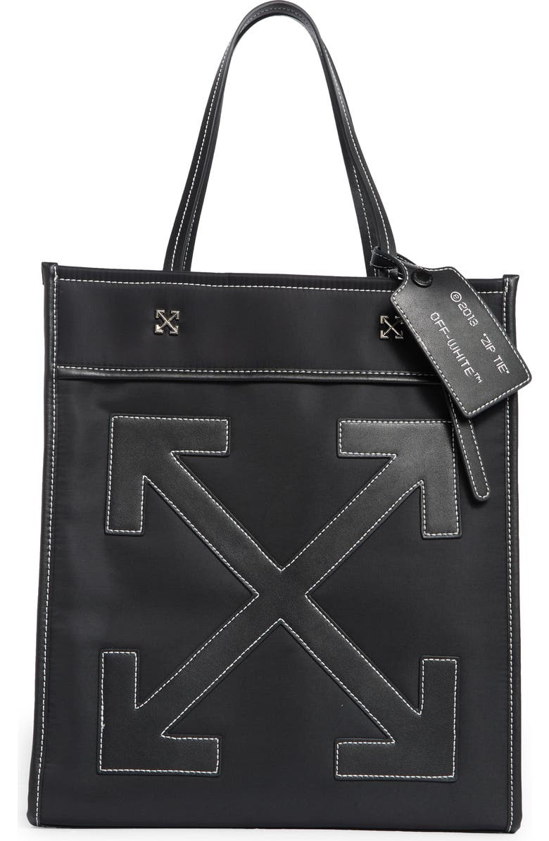 Off-White Large Boxy Denim Tote Bag, Main, color, Black