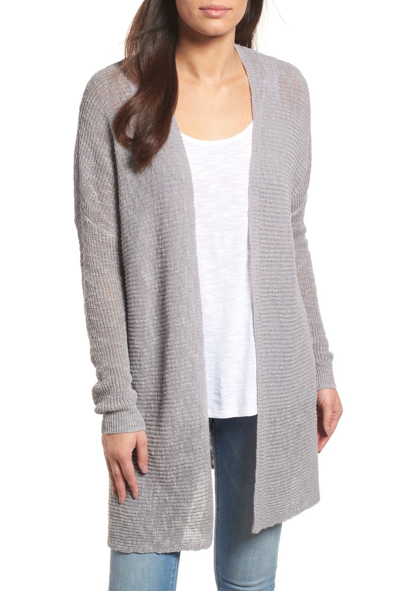 Open Cardigan, Main, color, GREY HEATHER