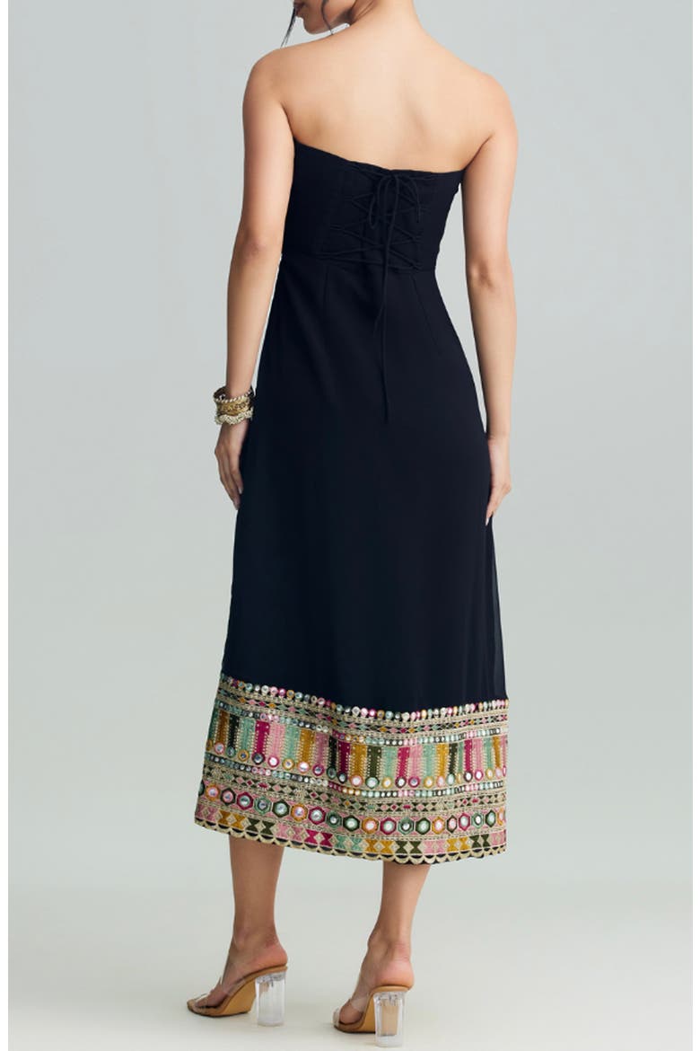 Sierra Strapless Midi Dress, Alternate, color, BLACK