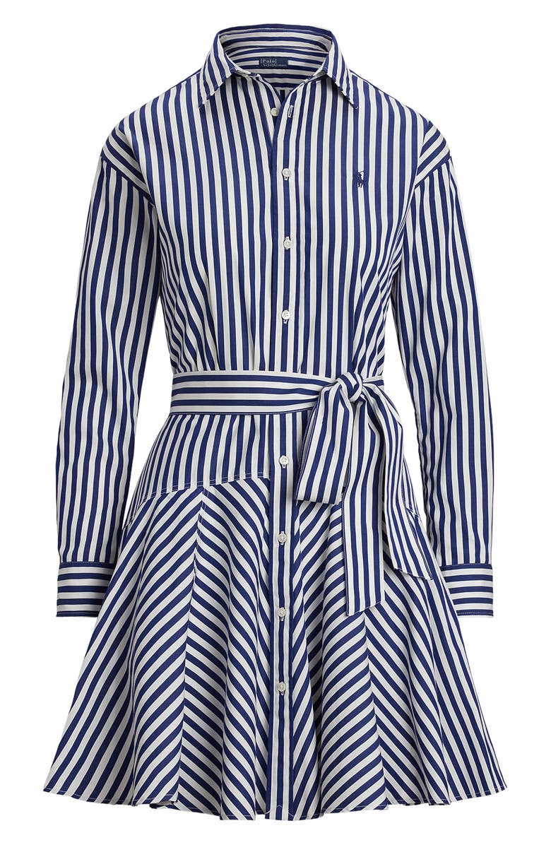 Polo Ralph Lauren Stripe Long Sleeve Panelled Cotton Shirtdress, Alternate, color, 