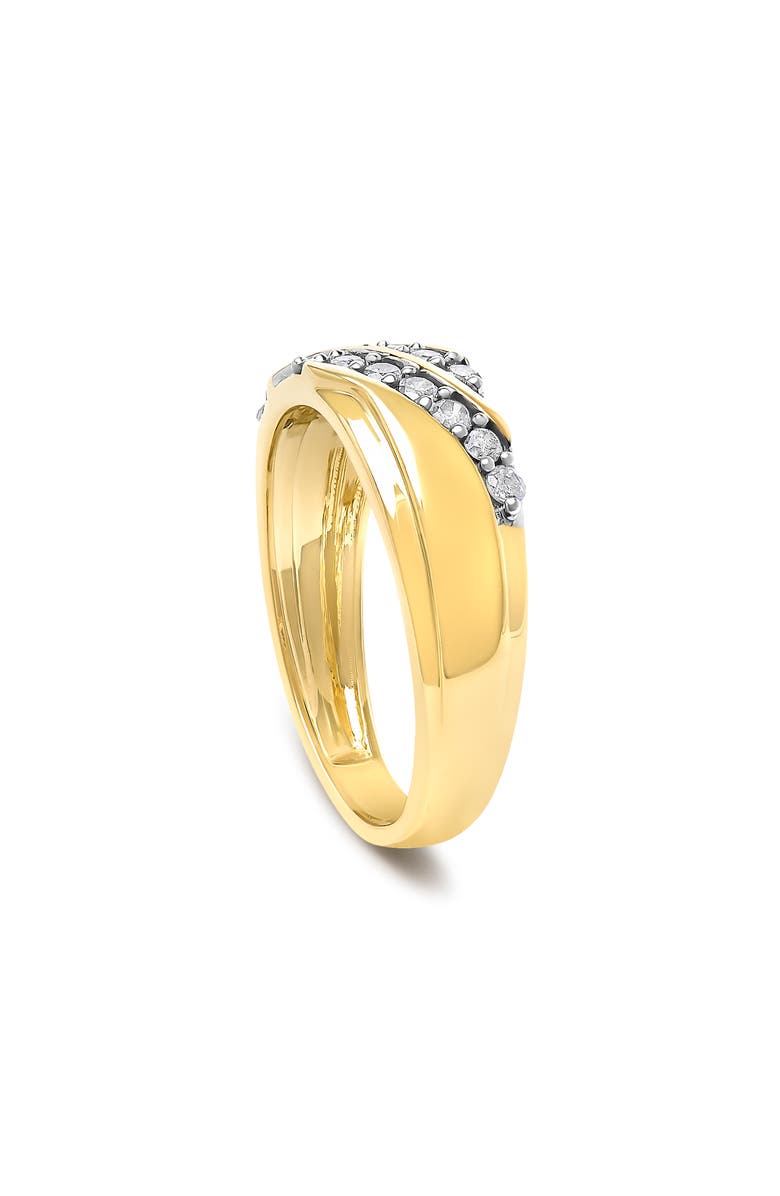 Haus of Brilliance Men's 14K Yellow Gold Plated Sterling Silver 3/8 Cttw Diamond Crossover Band Ring, Alternate, color, Yellow Gold Over Silver