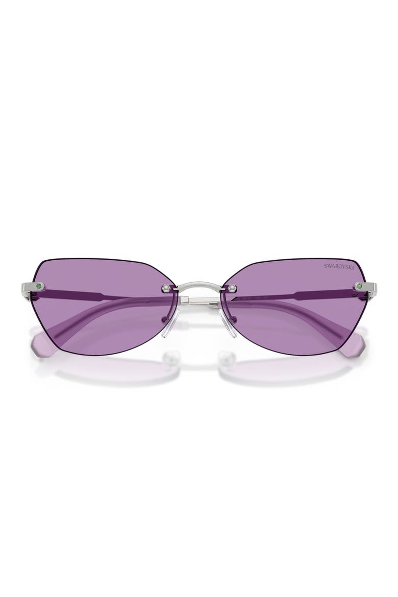 58mm Irregular Sunglasses, Alternate, color, SILVER / VIOLET