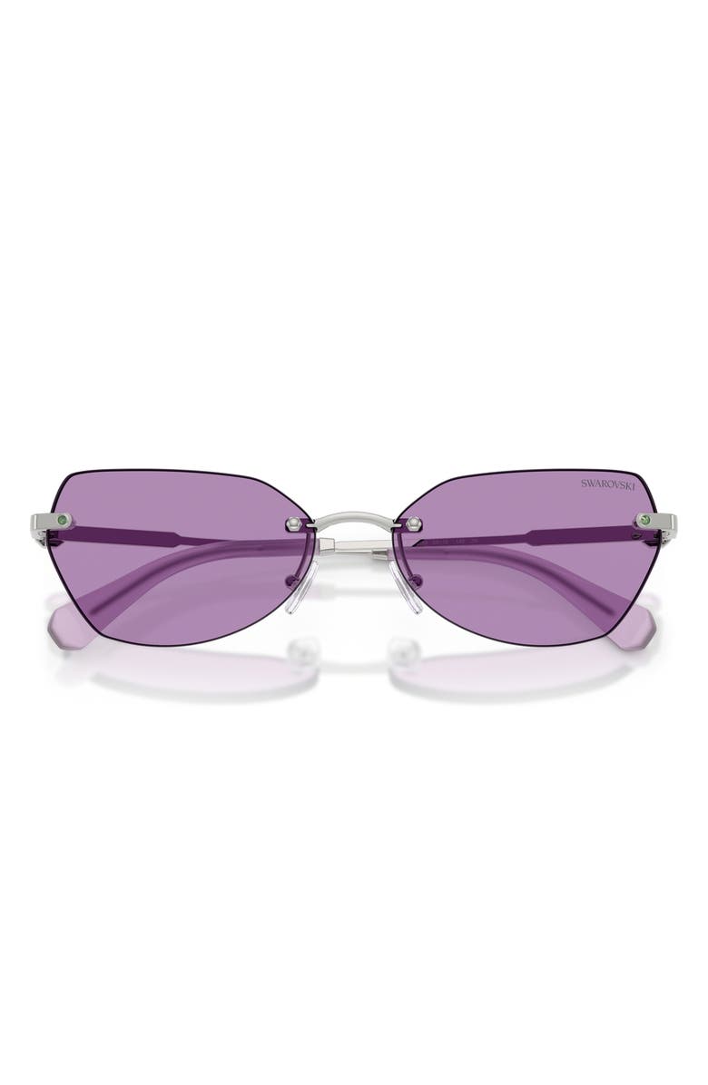 Swarovski 58mm Irregular Sunglasses, Alternate, color, Silver / Violet