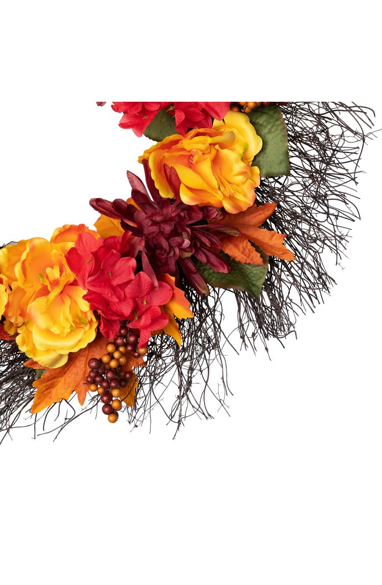 Northlight Peony and Mum Artificial Fall Harvest Wreath - 24", Alternate, color, Red